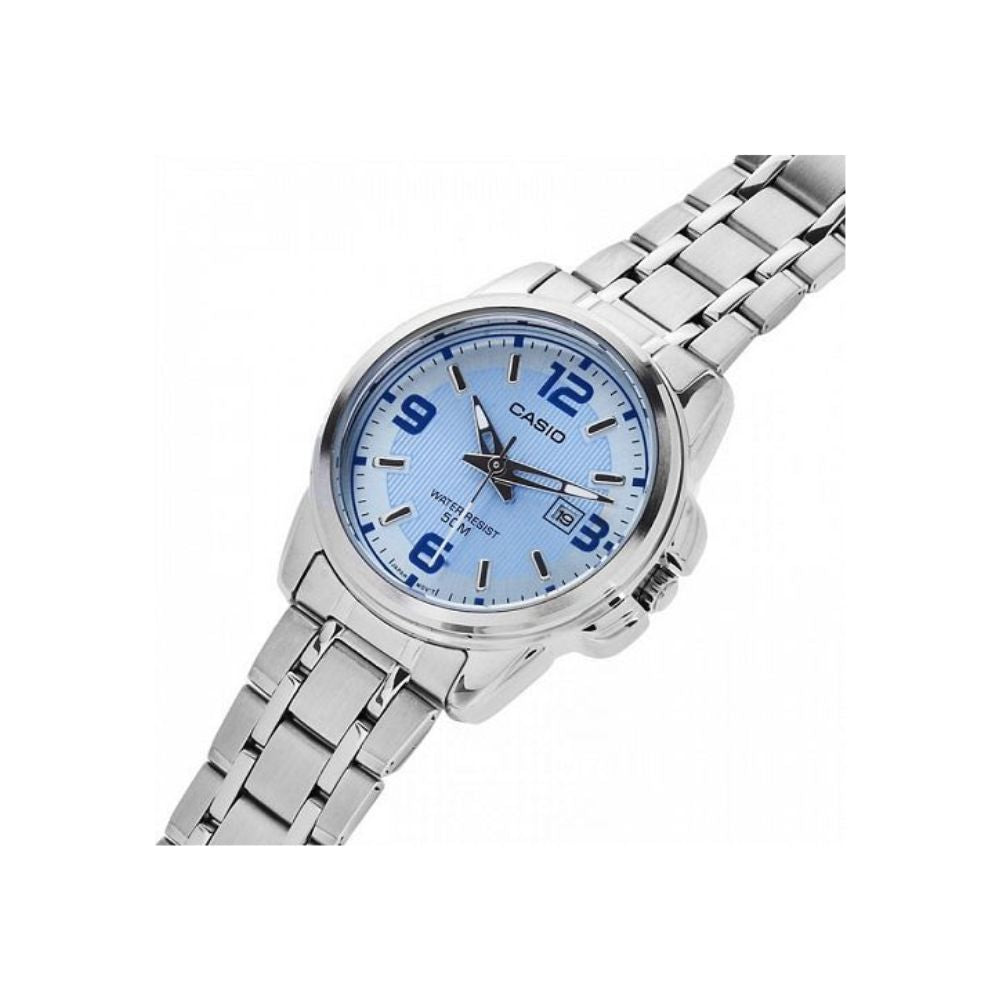 Casio Enticer Date Silver Ladies Chain Watch LTP-1314D-2AVDF