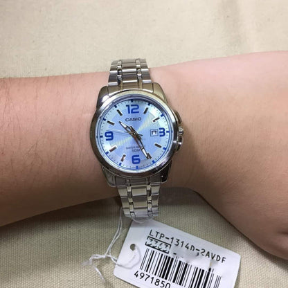 Casio Enticer Date Silver Ladies Chain Watch LTP-1314D-2AVDF