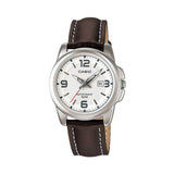Casio Enticer Date Silver Ladies Leather Belt Watch LTP-1314L-7AVDF