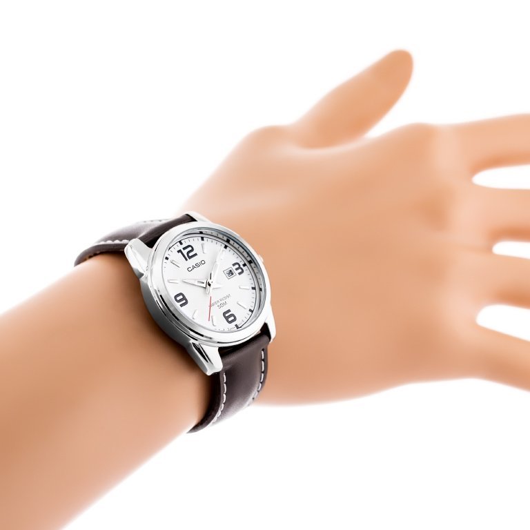 Casio Enticer Date Silver Ladies Leather Belt Watch LTP-1314L-7AVDF