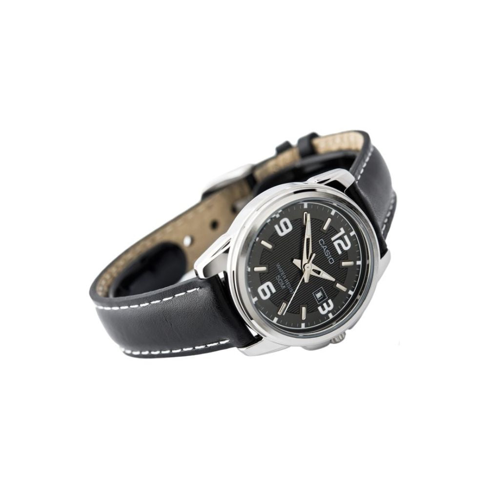 Casio Enticer Date Silver Ladies Leather Belt Watch LTP-1314L-8AVDF