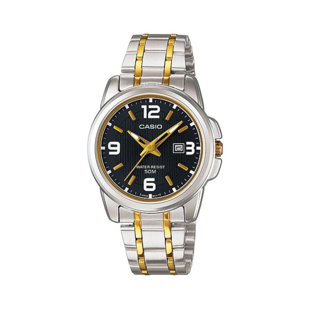 Casio Enticer Date Two Tone Ladies Chain Watch LTP-1314SG-1AVDF