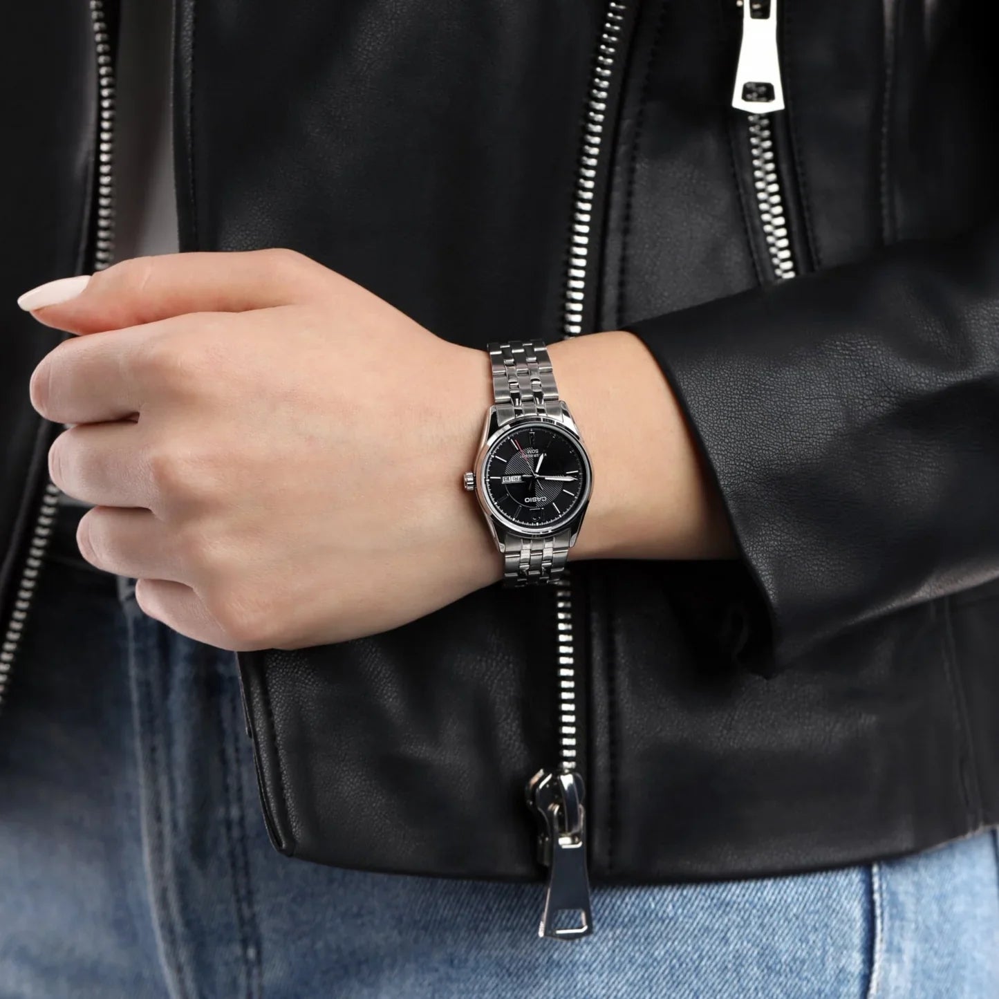 Casio Enticer Day Date Ladies Chain Watch LTP-1335D-1AVDF