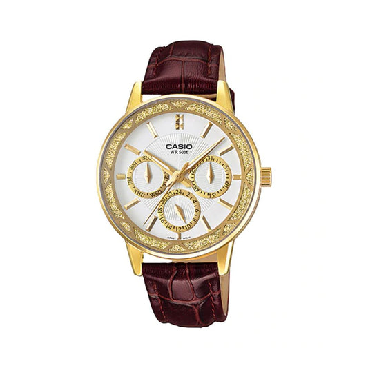 Casio Enticer Multifunction Ladies Leather Belt Watch LTP-2087GL-5AVDF