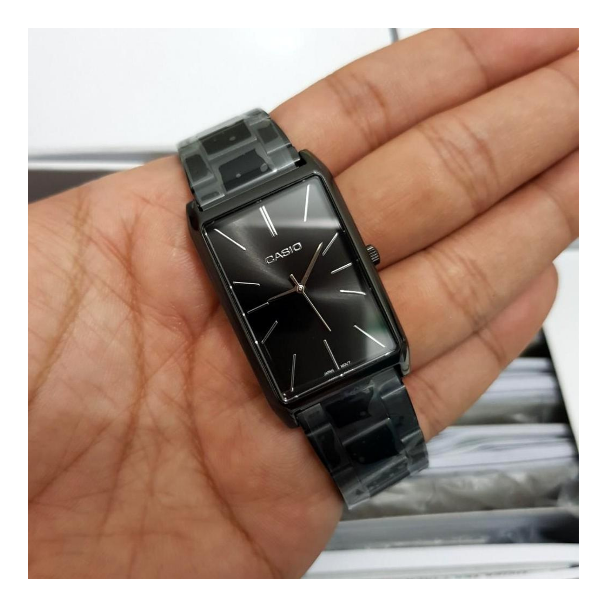 Casio Standard Black Ladies Stainless Steel Chain Watch LTP-E156B-1ADF