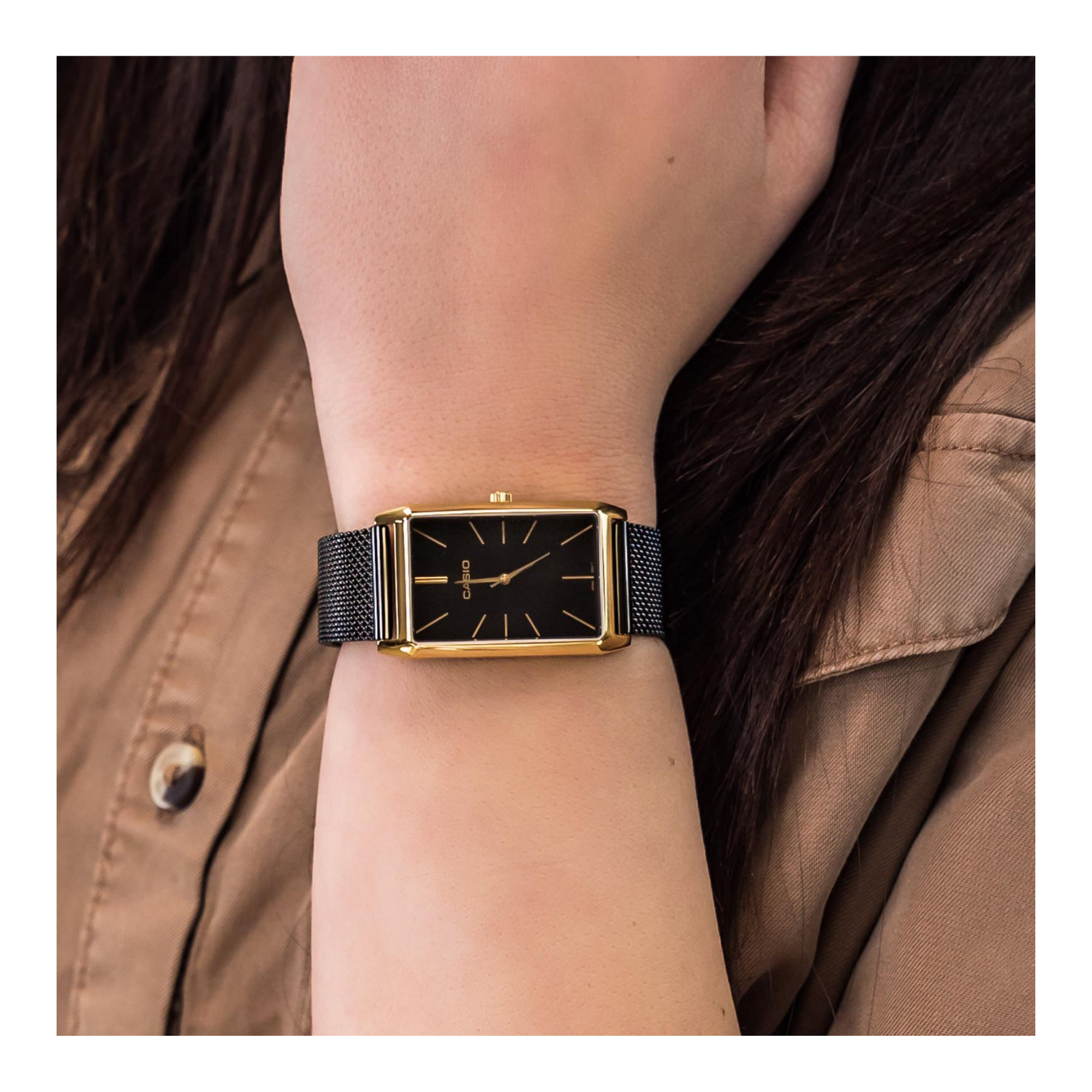 Casio Standard Golden Ladies Stainless Steel Mesh Chain Watch LTP-E156MGB-1ADF