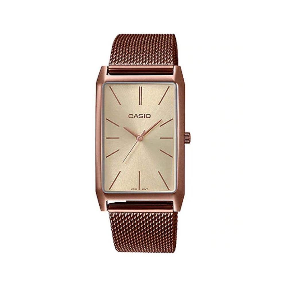 Casio Standard Rose Gold Ladies Stainless Steel Mesh Chain Watch LTP-E156MR-9ADF