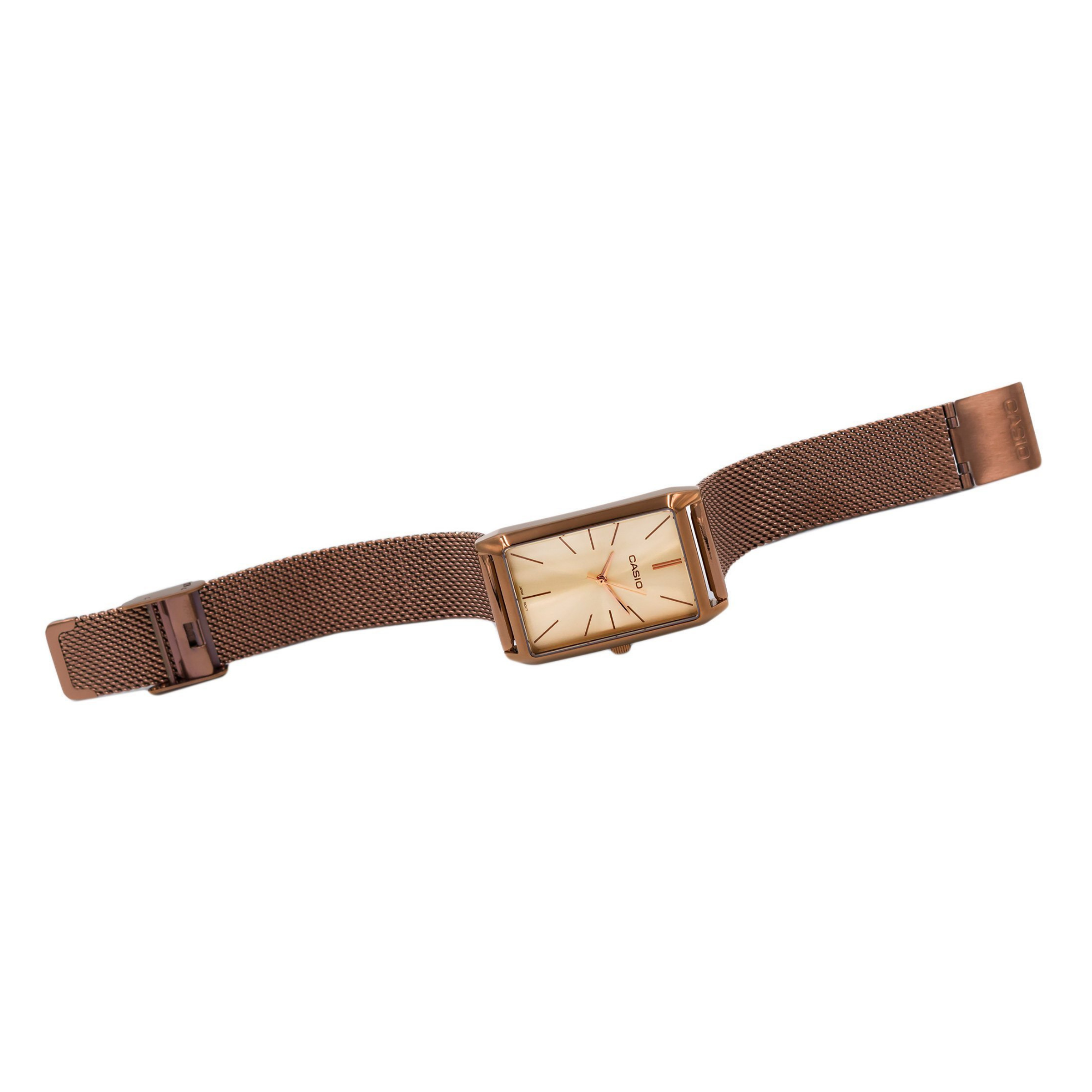 Casio Standard Rose Gold Ladies Stainless Steel Mesh Chain Watch LTP-E156MR-9ADF