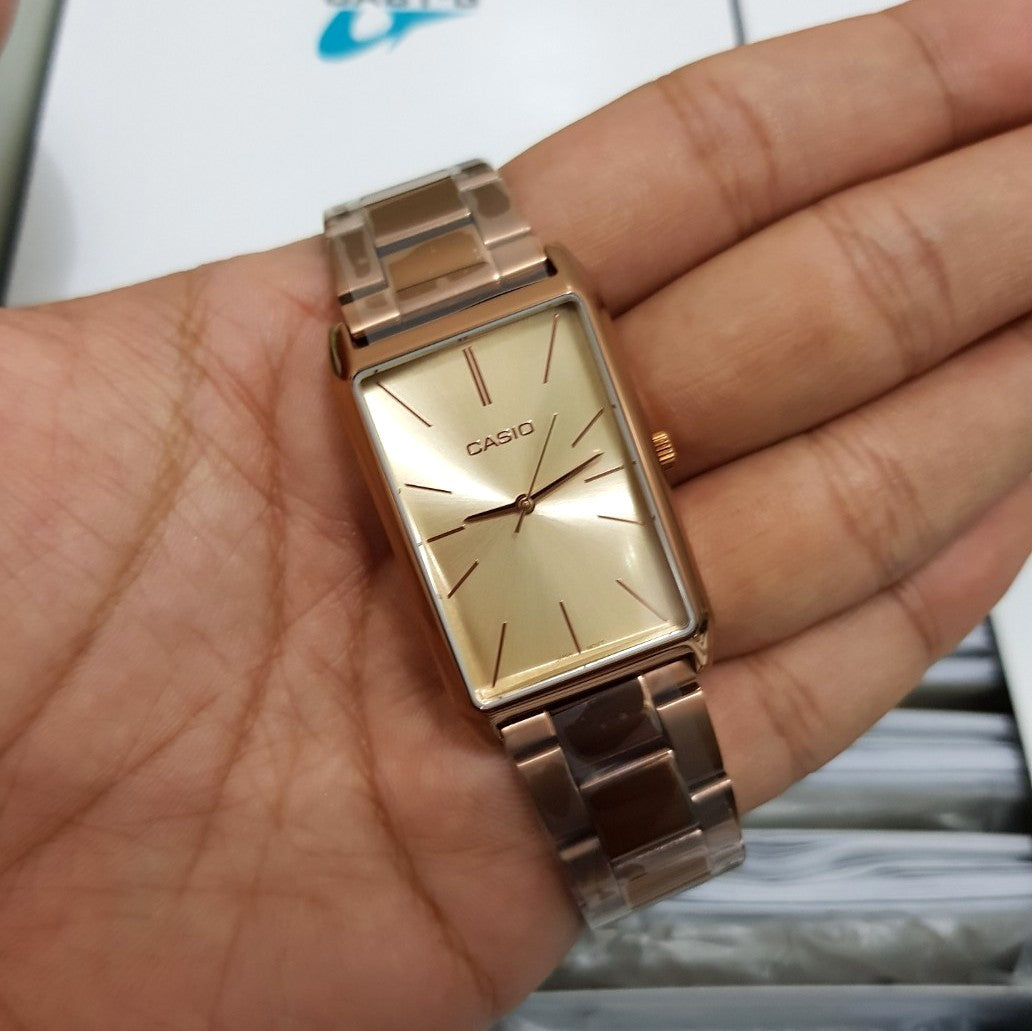 Casio Standard Rose Gold Ladies Stainless Steel Chain Watch LTP-E156R-9ADF