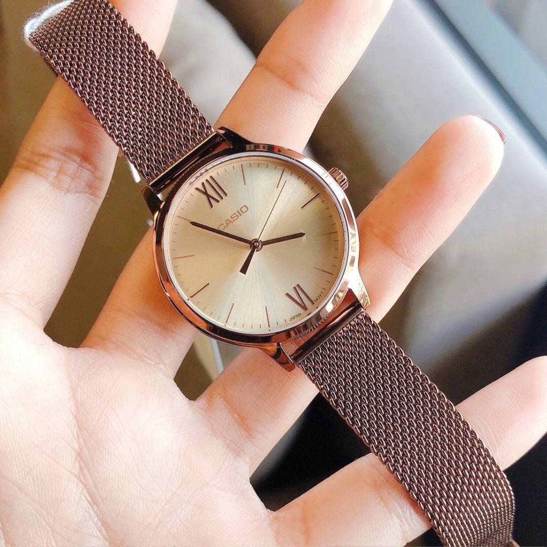 Casio Standard Ladies Mesh Chain Watch LTP-E157MR-9ADF