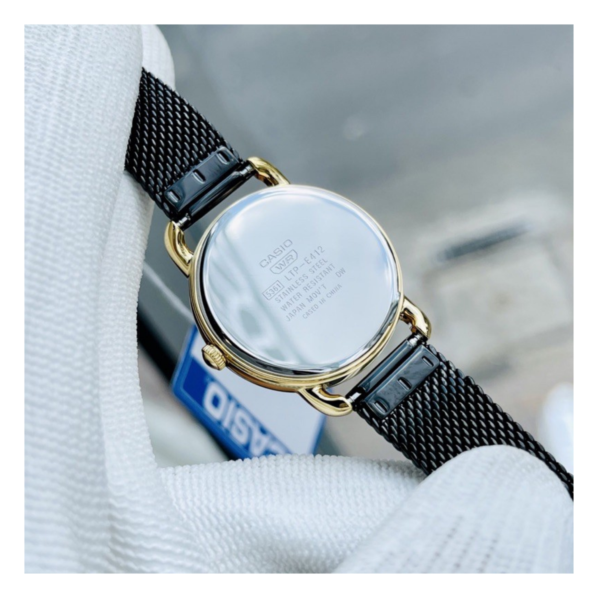 Casio Enticer Ladies Stainless Steel Mesh Chain Watch LTP-E412MGB-1ADF