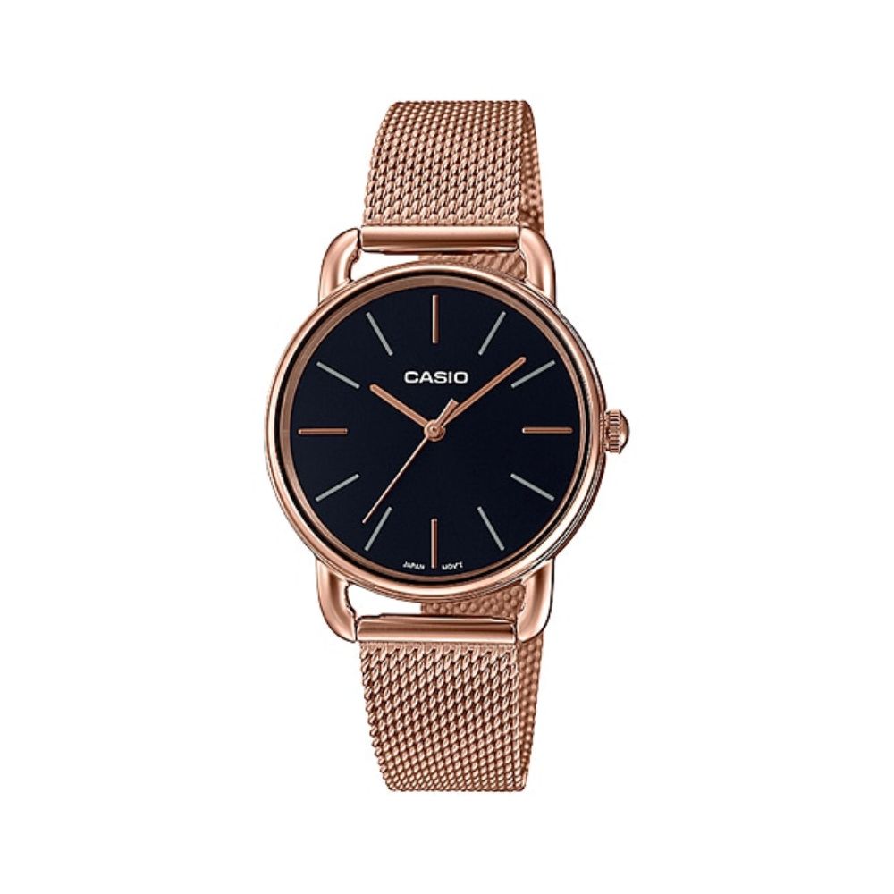 Casio Enticer Pink Gold Ladies Stainless Steel Mesh Chain Watch LTP-E412MPG-1ADF