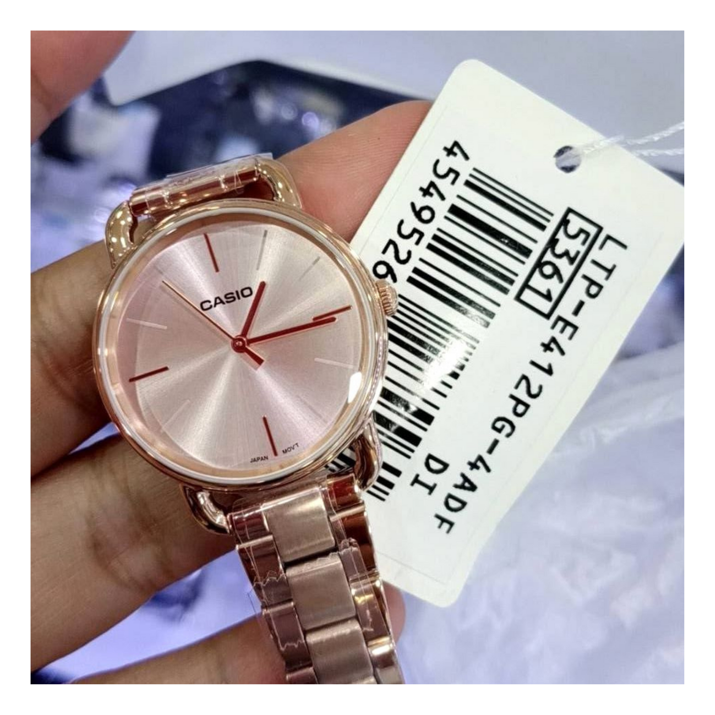 Casio Enticer Pink Gold Ladies Stainless Steel Chain Watch LTP-E412PG-4ADF