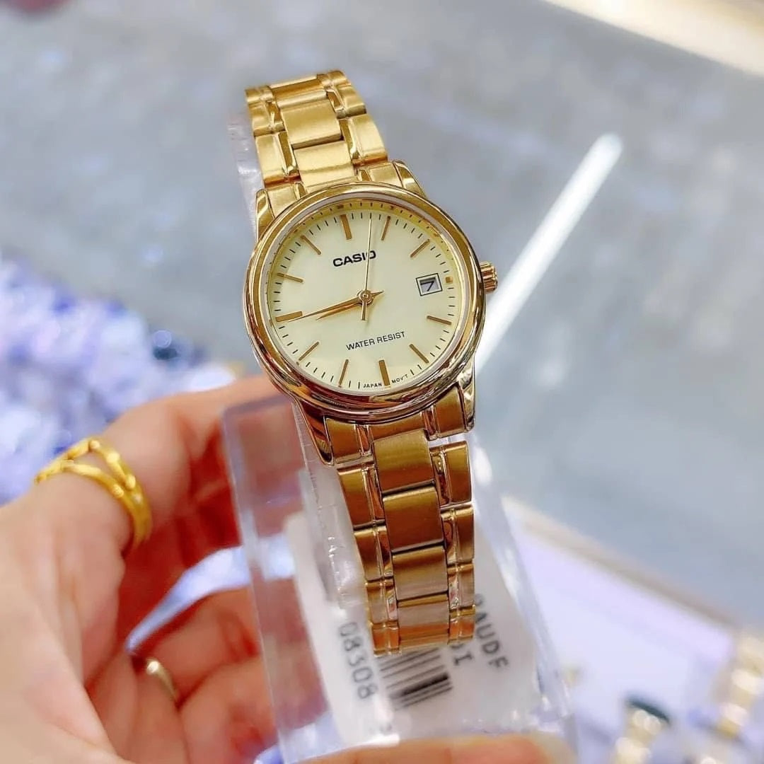 Casio Standard Date Ladies Chain Watch LTP-V002G-9AUDF