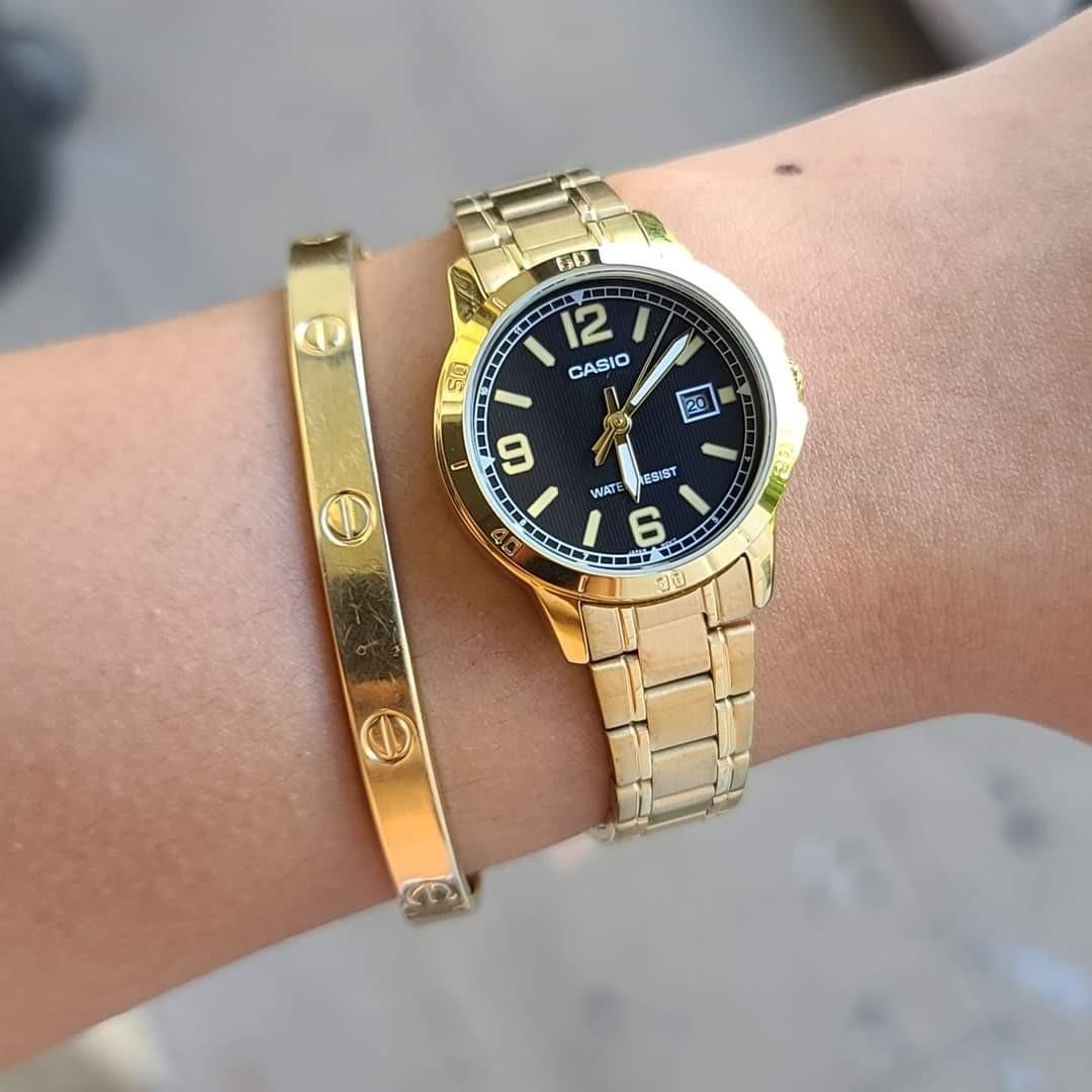 Casio Standard Date Golden Ladies Chain Watch LTP-V004G-1BUDF