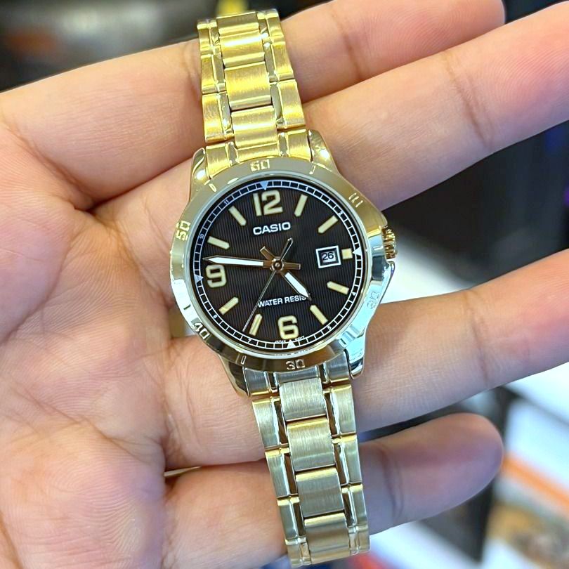 Casio Standard Date Golden Ladies Chain Watch LTP-V004G-1BUDF