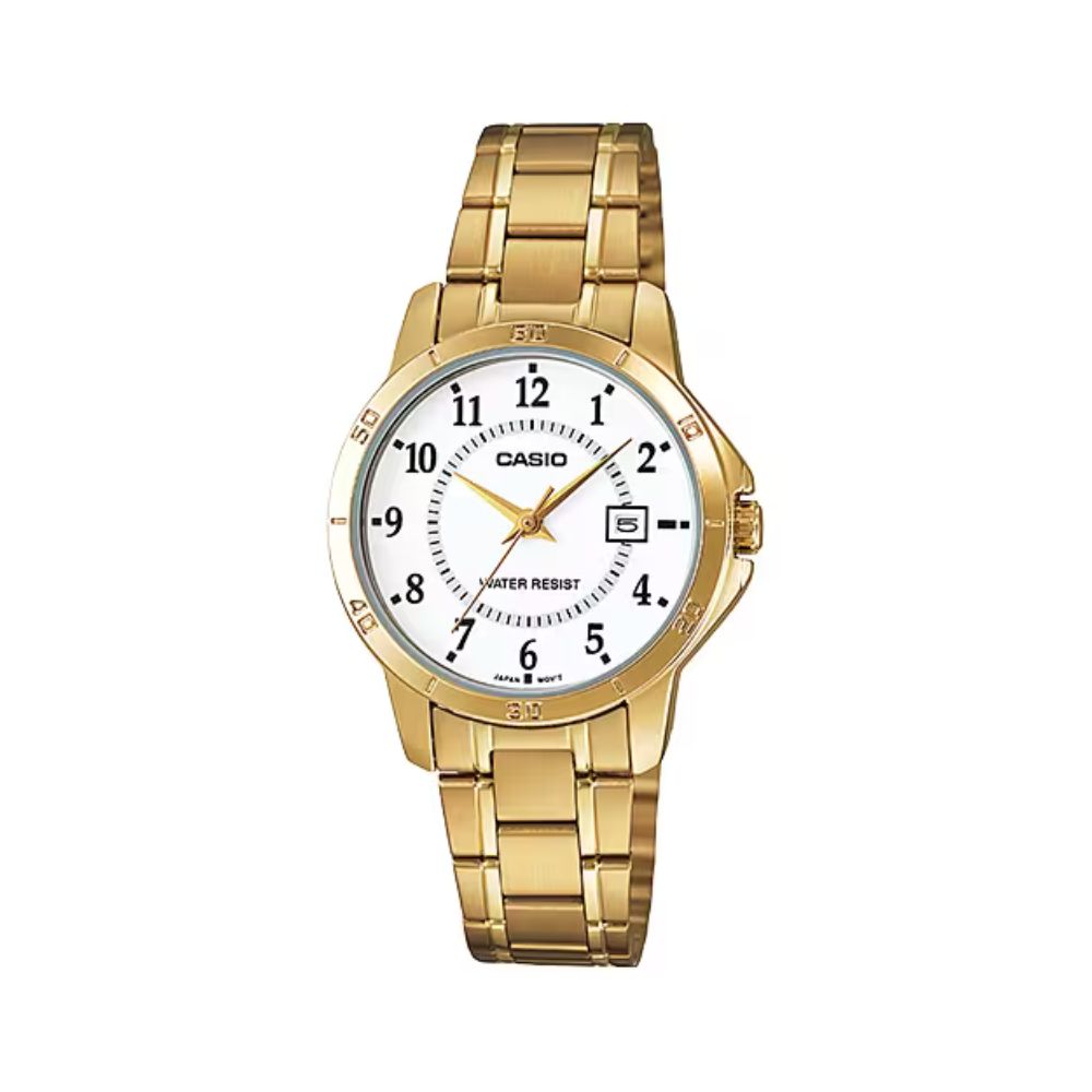 Casio Standard Date Golden Ladies Chain Watch LTP-V004G-7BUDF