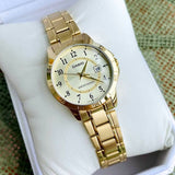 Casio Standard Date Golden Ladies Chain Watch LTP-V004G-9BUDF