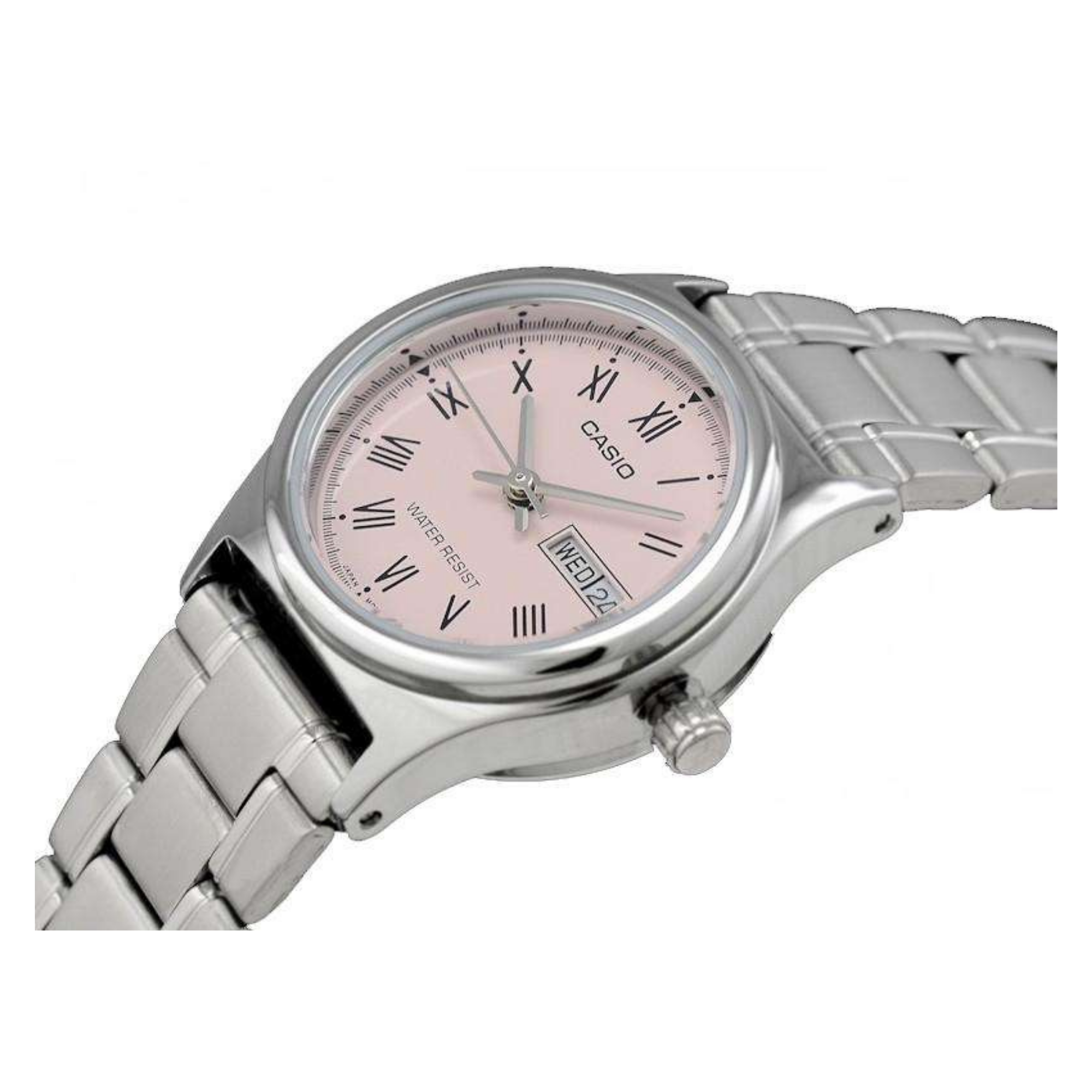 Casio Standard Day Date Silver Ladies Chain Watch LTP-V006D-4BUDF