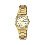Casio Standard Day Date Golden Ladies Chain Watch LTP-V006G-9BUDF