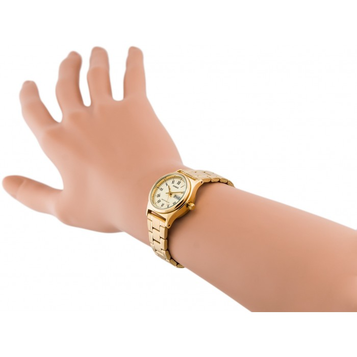 Casio Standard Day Date Golden Ladies Chain Watch LTP-V006G-9BUDF