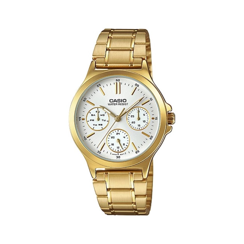 Casio Enticer Multifunction Golden Ladies Chain Watch LTP-V300G-7AUDF