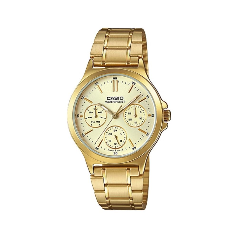 Casio Enticer Multifunction Golden Ladies Chain Watch LTP-V300G-9AUDF
