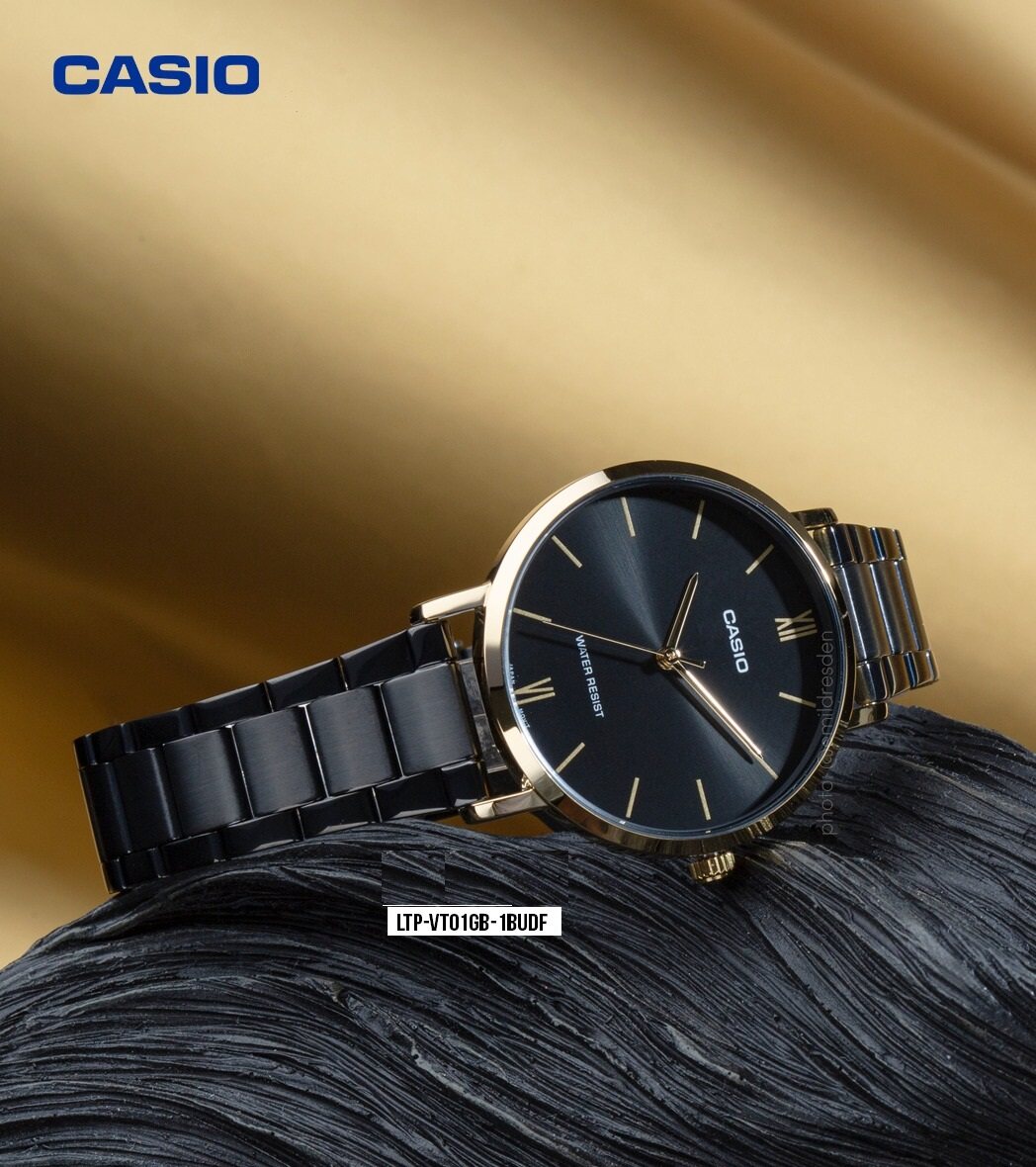 Casio Standard Golden Black Ladies Chain Watch LTP-VT01GB-1BUDF