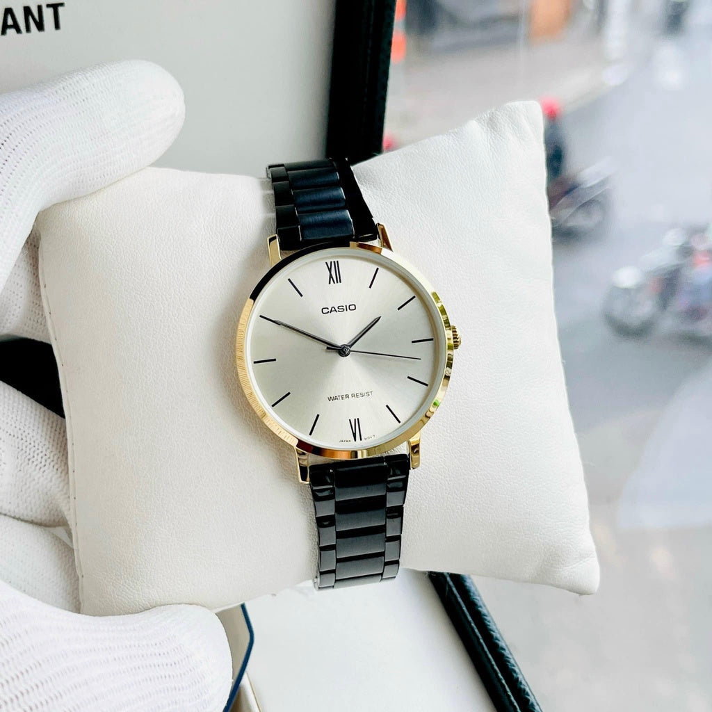 Casio Standard Golden Black Ladies Chain Watch LTP-VT01GB-9BUDF