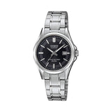 Casio Enticer Ladies Sapphire Date Stainless Steel Chain Watch LTS-100D-1AVDF