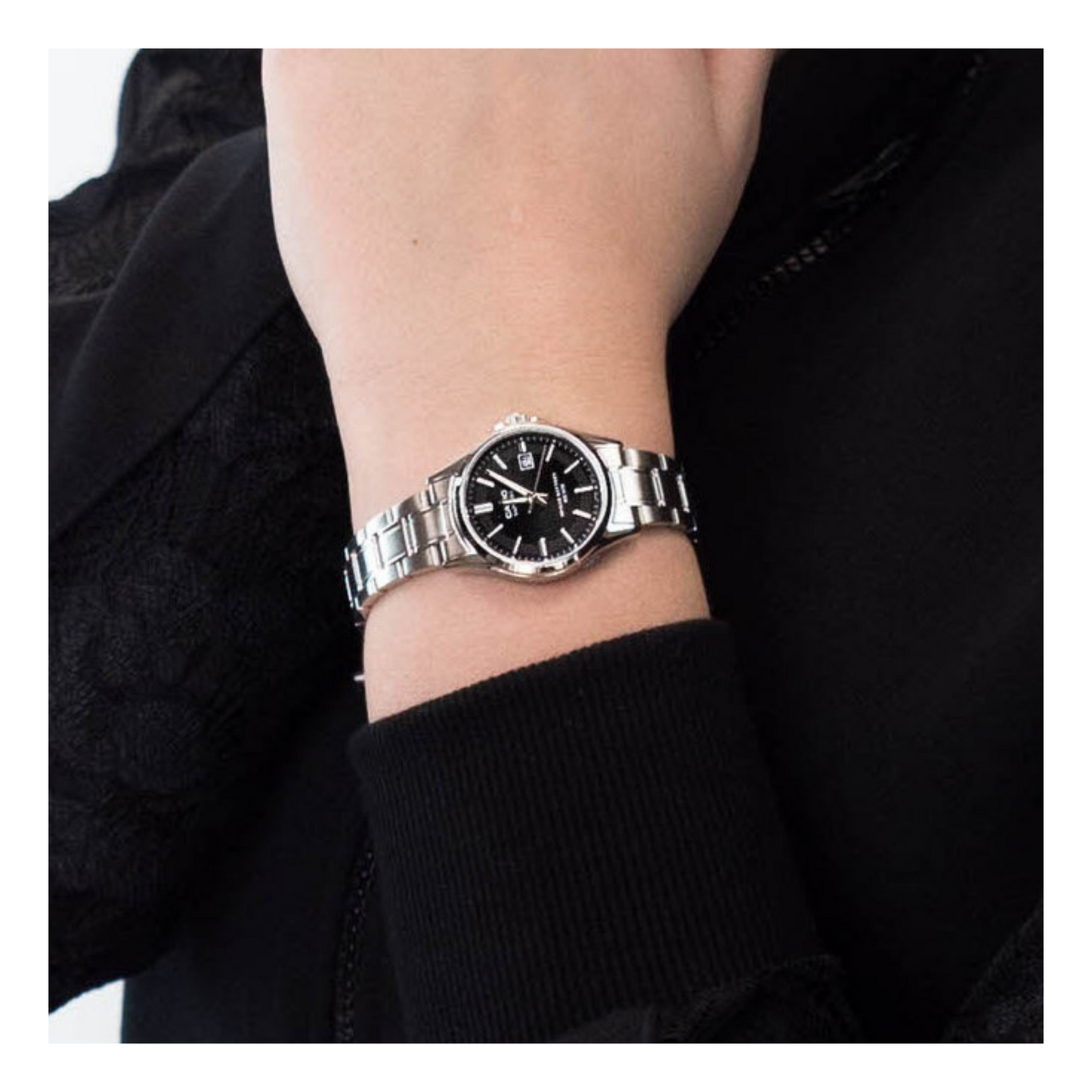 Casio Enticer Ladies Sapphire Date Stainless Steel Chain Watch LTS-100D-1AVDF