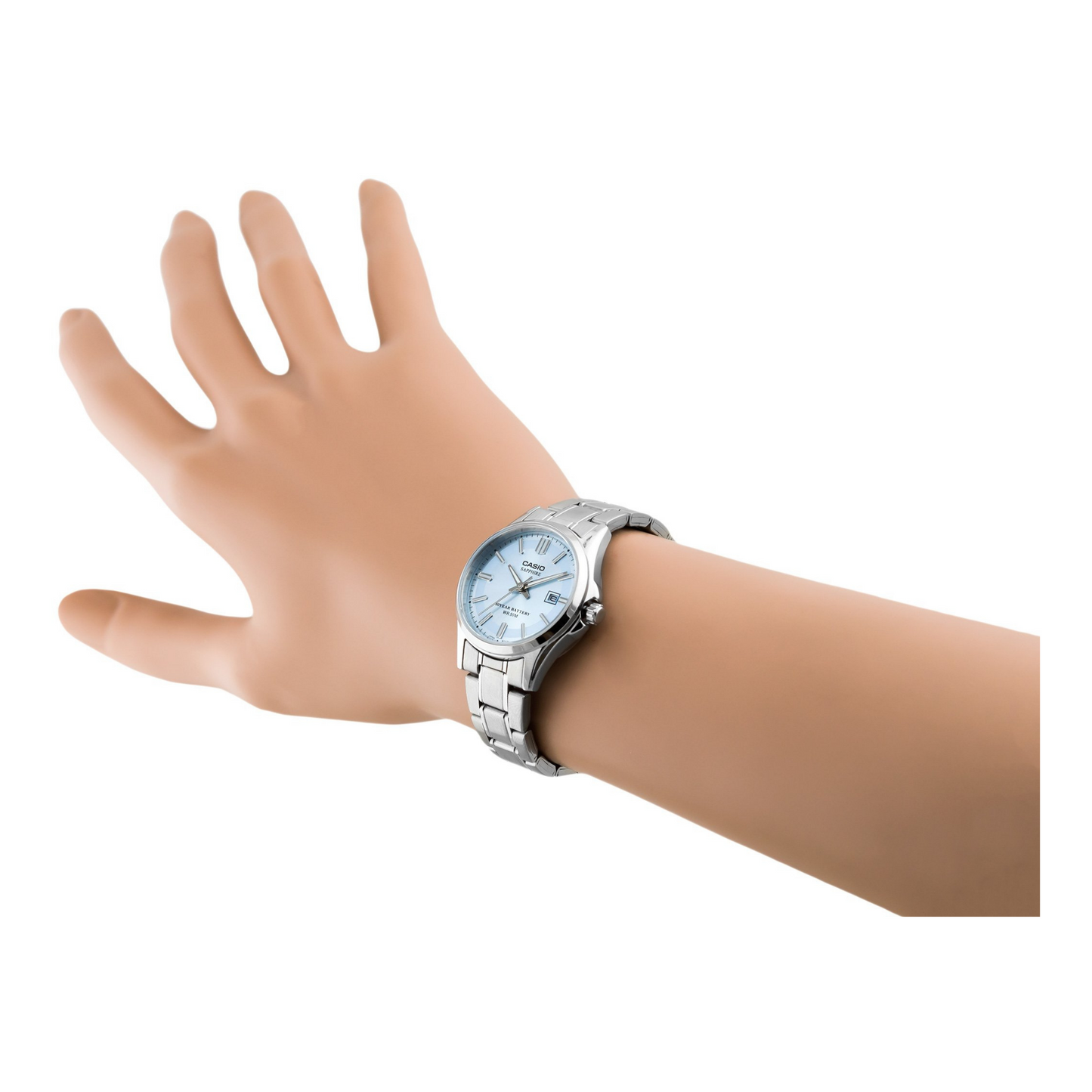 Casio Enticer Ladies Sapphire Date Stainless Steel Chain Watch LTS-100D-2A1VDF