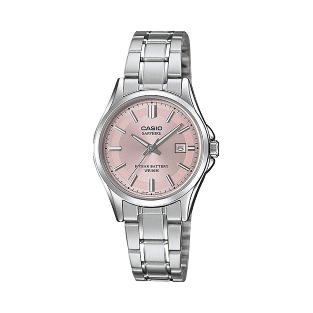 Casio Enticer Ladies Sapphire Date Stainless Steel Chain Watch LTS-100D-4AVDF
