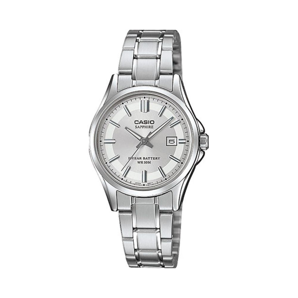Casio Enticer Ladies Sapphire Date Stainless Steel Chain Watch LTS-100D-7AVDF