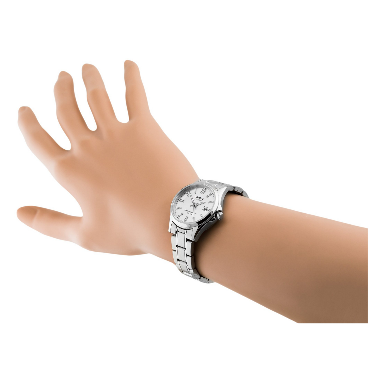 Casio Enticer Ladies Sapphire Date Stainless Steel Chain Watch LTS-100D-7AVDF