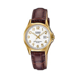 Casio Enticer Golden Ladies Sapphire Date Leather Belt Watch LTS-100GL-7AVDF