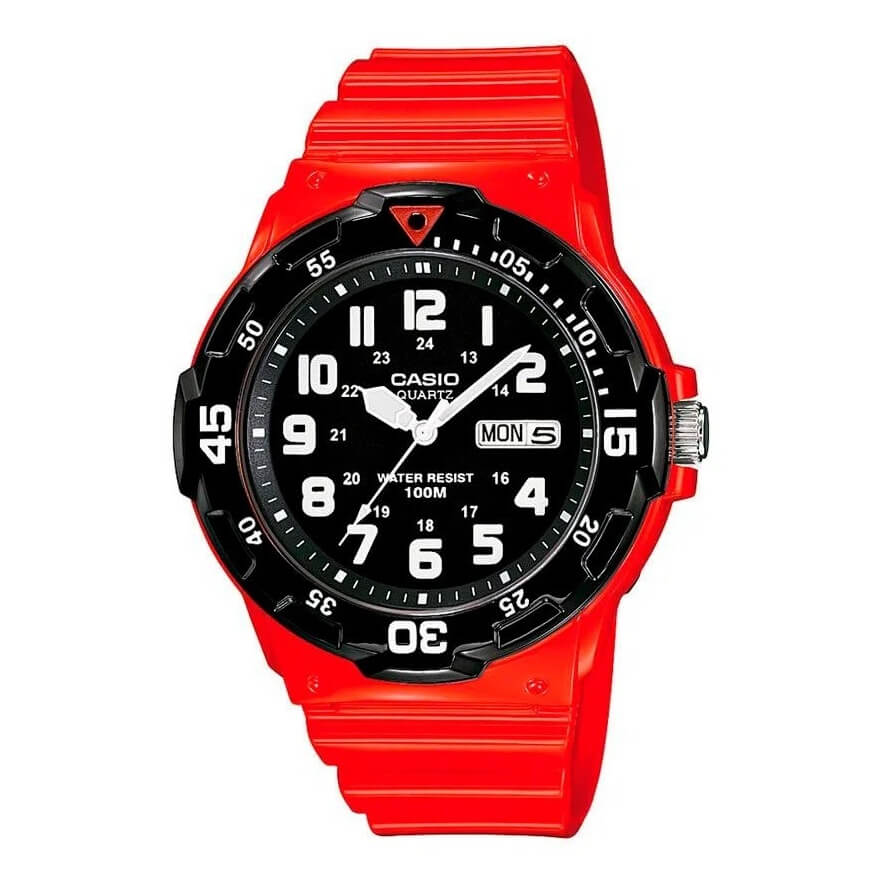 Casio Youth Day Date Red Resin Belt Watch MRW-200HC-4BVDF
