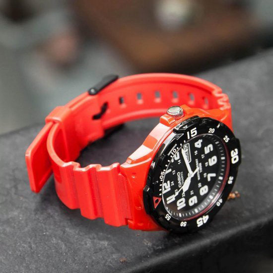 Casio Youth Day Date Red Resin Belt Watch MRW-200HC-4BVDF