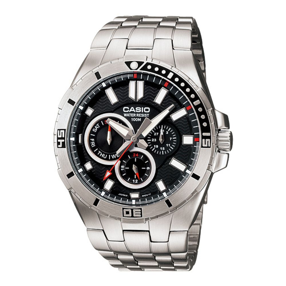 Casio Enticer Multifunction Stainless Steel Chain Watch MTD-1060D-1AVDF