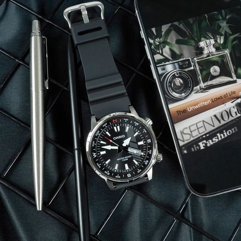 Casio Standard Day Date Stainless Steel Resin Belt Watch MTD-130-1AVDF