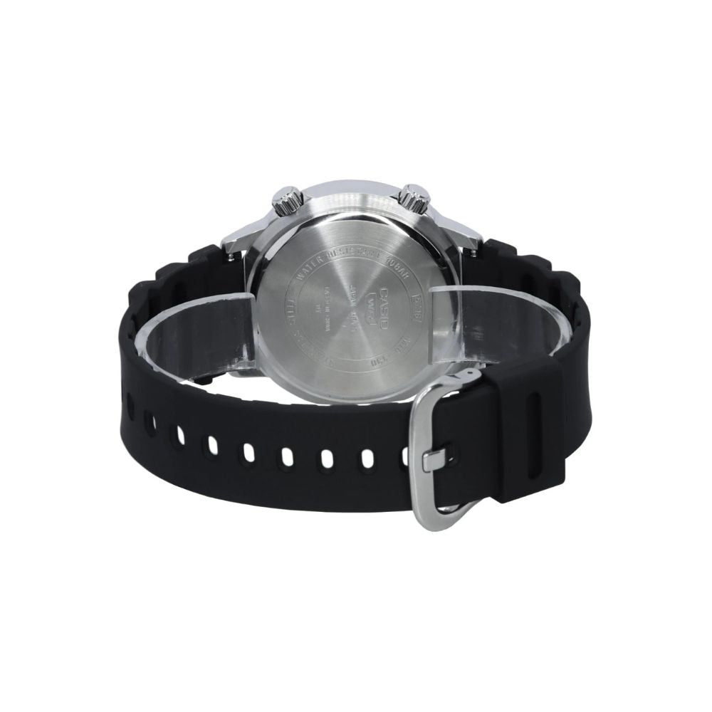 Casio Standard Day Date Stainless Steel Resin Belt Watch MTD-130-1AVDF