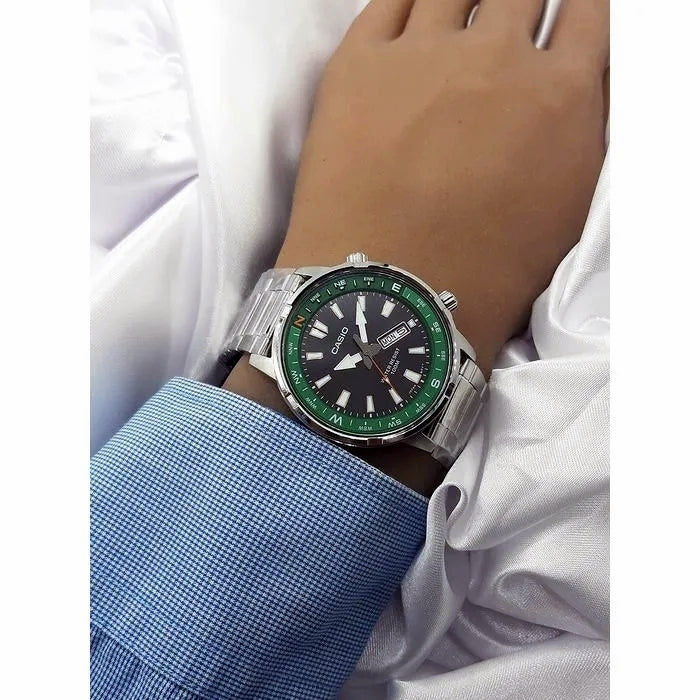 Casio Standard Day Date Stainless Steel Chain Watch MTD-130D-1A3VDF