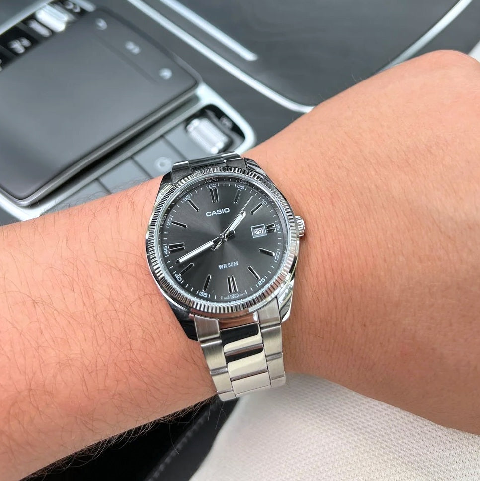 Casio Enticer Date Silver Chain Watch MTP-1302D-1A1VDF