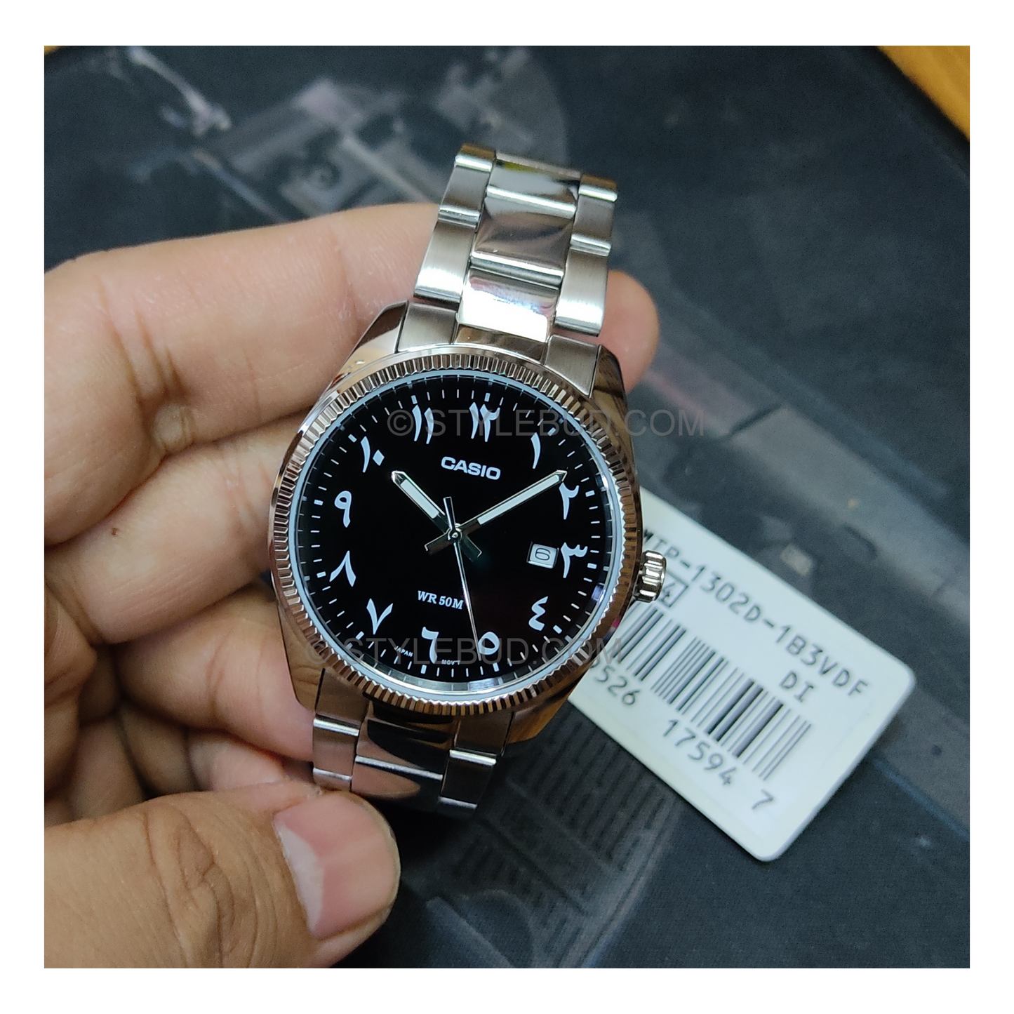 Casio Enticer Date Silver Chain Watch MTP-1302D-1B3VDF