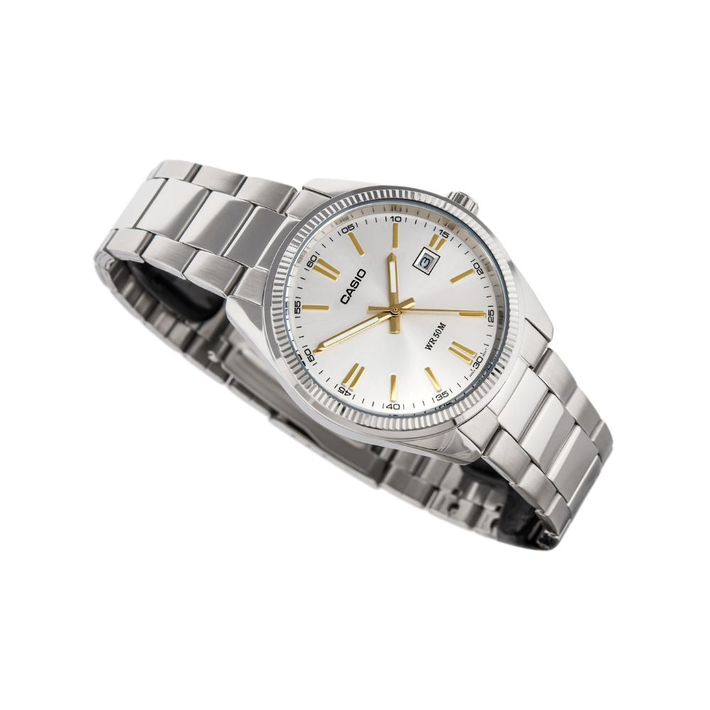 Casio Enticer Date Silver Chain Watch MTP-1302D-7A2VDF