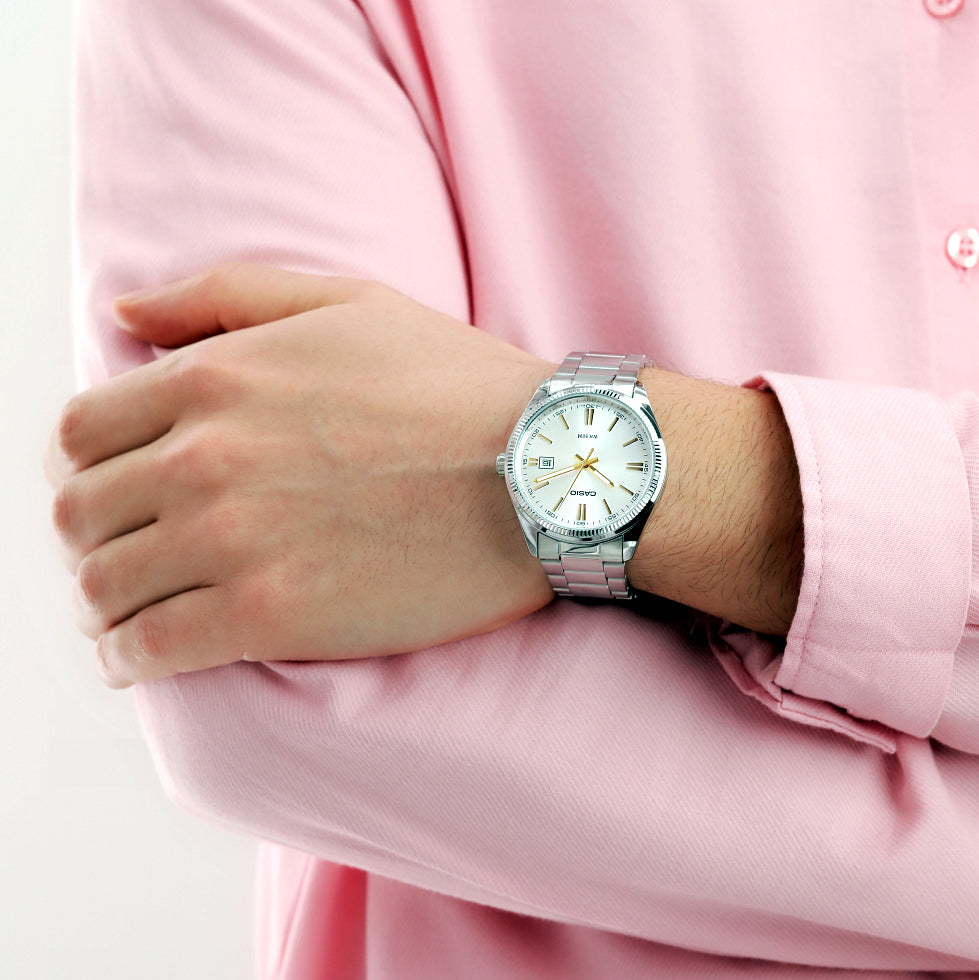 Casio Enticer Date Silver Chain Watch MTP-1302D-7A2VDF