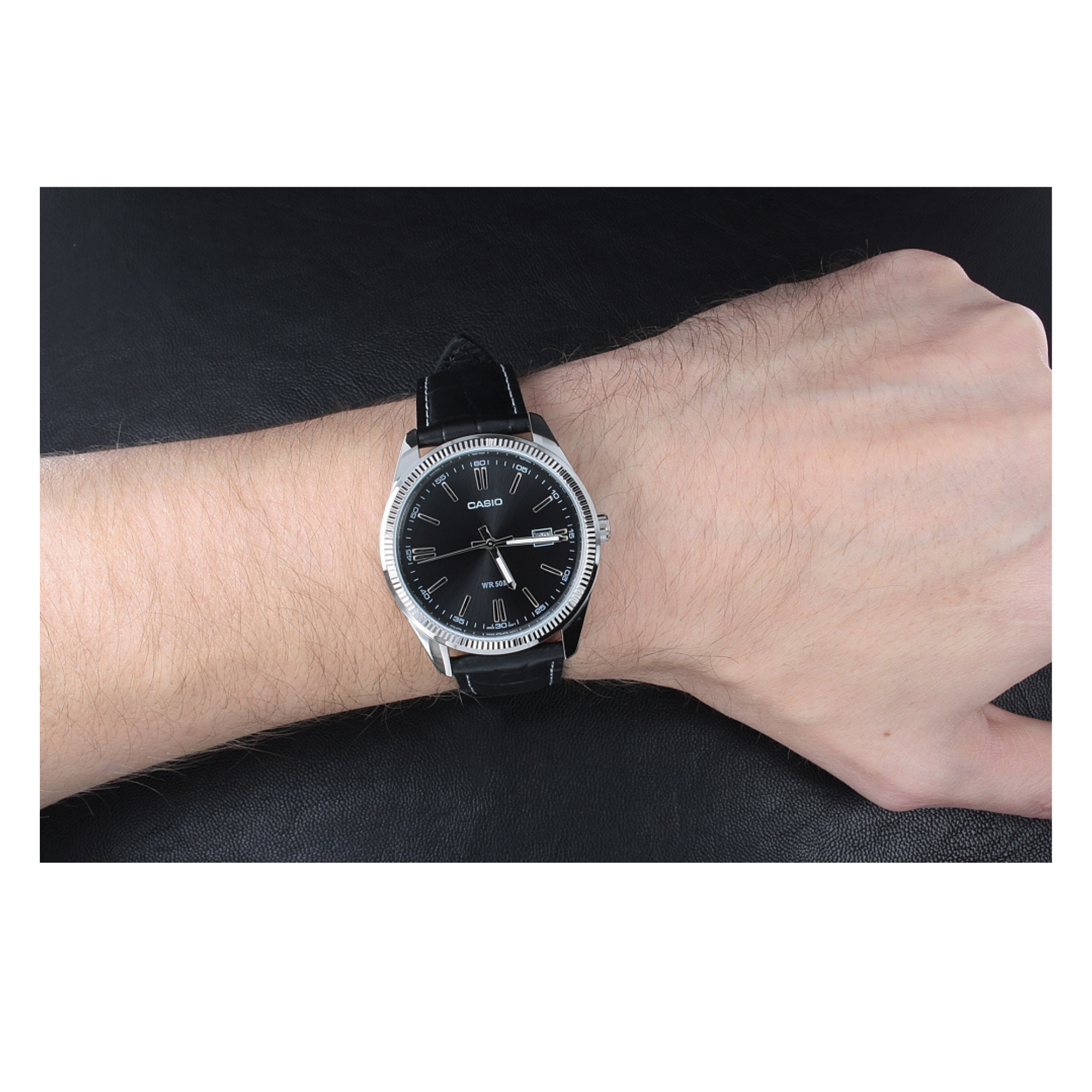 Casio Enticer Date Leather Belt Watch MTP-1302L-1AVDF