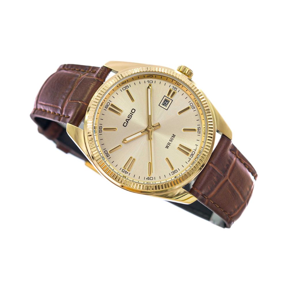 Casio Enticer Date Leather Belt Watch MTP-1302PGL-9AVEF