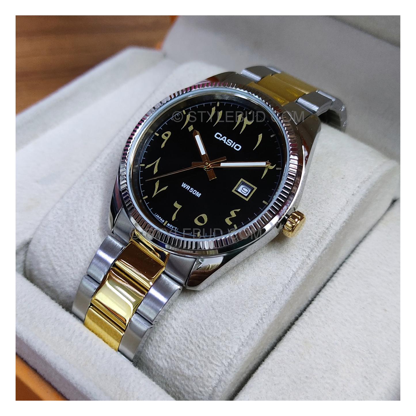 Casio Enticer Date Two Tone Chain Watch MTP-1302SG-1B3VDF