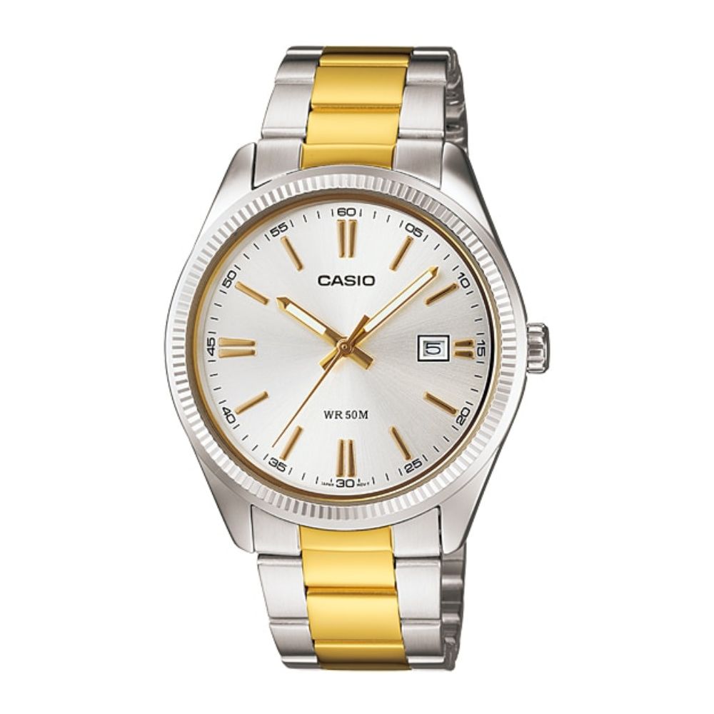 Casio Enticer Date Two Tone Chain Watch MTP-1302SG-7AVDF